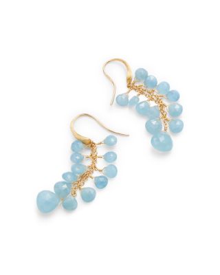 18K Yellow Gold Paradise Aquamarine Cluster Chain Drop Earrings - Exclusive