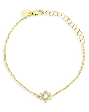 14K Gold Diamond Star of David Chain Link Bracelet