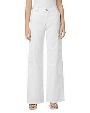 Cotton High Rise Wide Leg Jeans in White