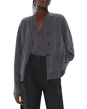 Whistles Wool Relaxed Fit Cardigan In Dark Gray