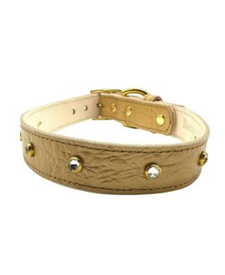 Crystal-Studded Croc Leather Dog Collar