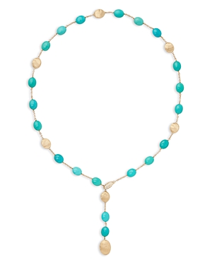 Shop Marco Bicego 18k Yellow Gold Siviglia Turquoise & Diamond Lariat Necklace, 18 In Blue/gold