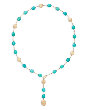 Marco Bicego Women's Siviglia 18k Yellow Gold, Turquoise & 0.10 Tcw Diamond Lariat Necklace In Blue/gold