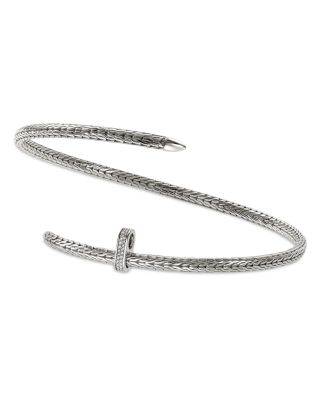 Sterling Silver Diamond Pav&eacute; Spear Coil Choker