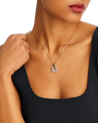 Diamond Cluster Open Pendant Necklace in 14K White & Yellow Gold, 0.75 tcw