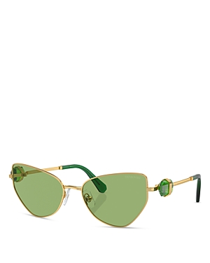 Shop Swarovski Butterfly Sunglasses, 57mm In Gold/green Solid