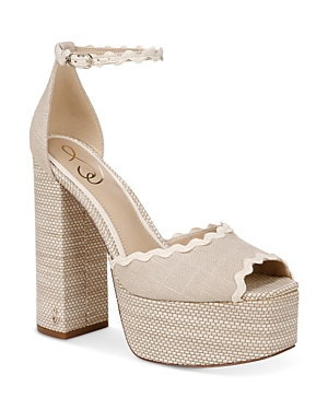 Sam Edelman Kori 2 Womens Adjustable Peep Toe Block Heel In Natural