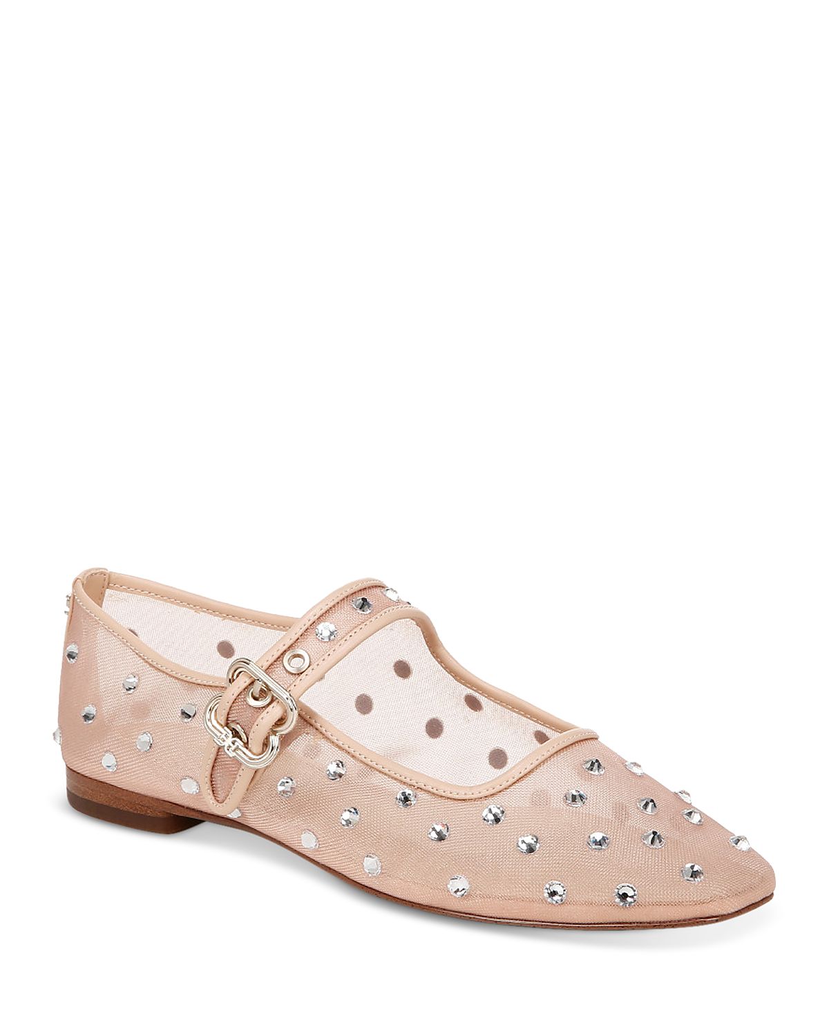 Sam Edelman Women's Michaela Square Toe Gem Embellished Mesh Mary Jane Shoes