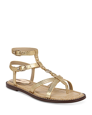 Shop Sam Edelman Women's Talya Embellished Thong Sandals In Gold