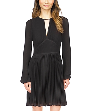 Shop Michael Kors Michael  Pleated Fit And Flare Dress In Black
