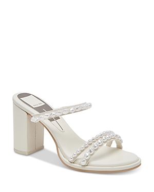 Shop Dolce Vita Women's Barrit Embellished Strappy High Heel Sandals In Vanilla Pearls