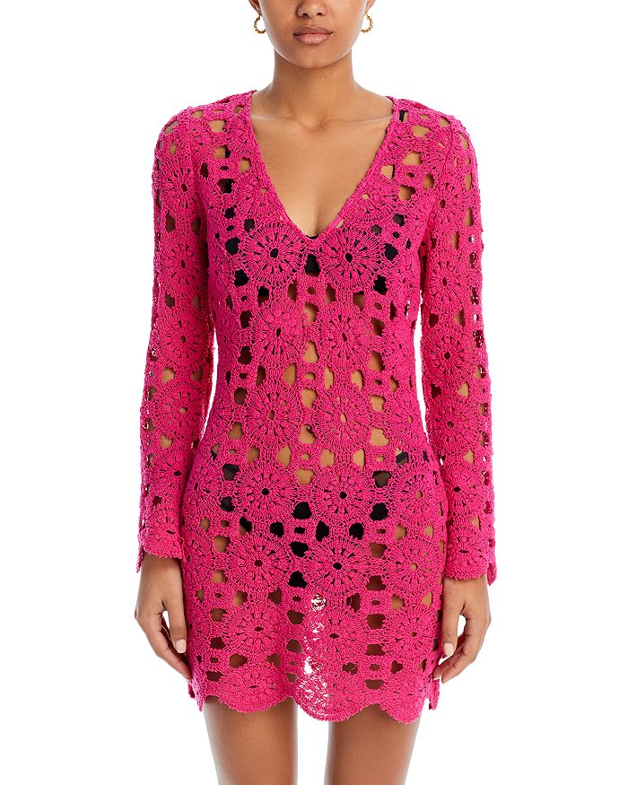 Shop Aqua Swim Swim Crochet Cover Up Dress - 100% Exclusive In Pink