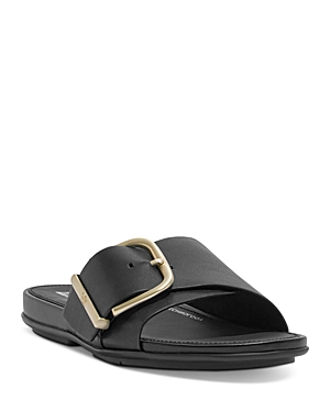Shop Fitflop Women's Gracie Maxi-buckle Slide Sandals In Black