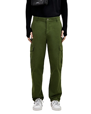 The Kooples Cotton Straight Fit Cargo Trousers In Kaki