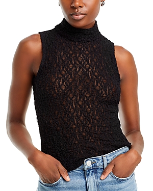 FRAME MOCK NECK SLEEVELESS MESH TOP