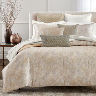 Hudson Park Collection Linear Sandstone Duvet Cover, King - Exclusive ...