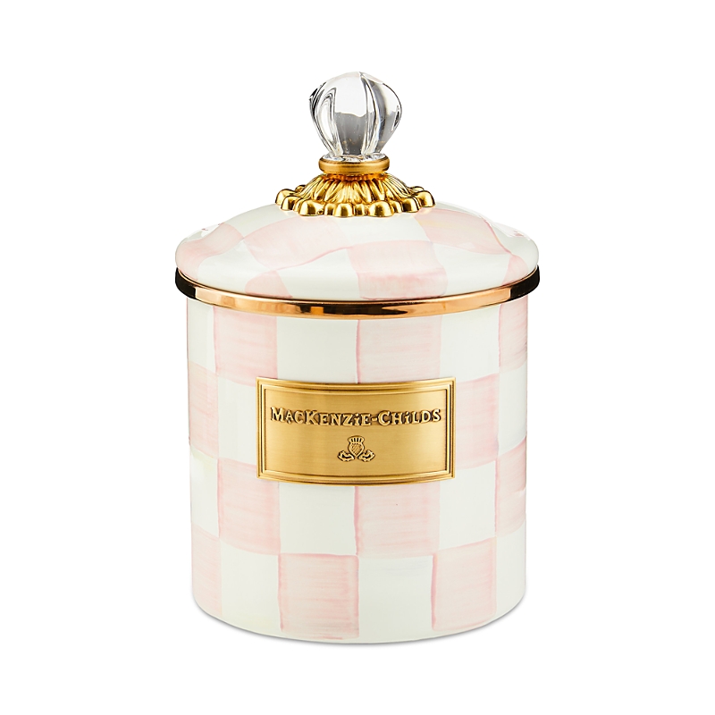 Mackenzie-childs Mackenzie Childs Rosy Check Enameled Steel Small Canister In Multi