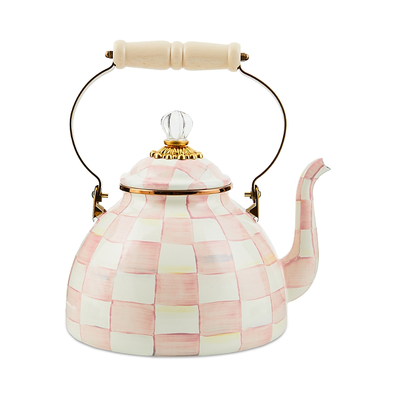 Mackenzie-childs Mackenzie Childs Rosy Check Enameled Steel 3-quart Tea Kettle In Multi