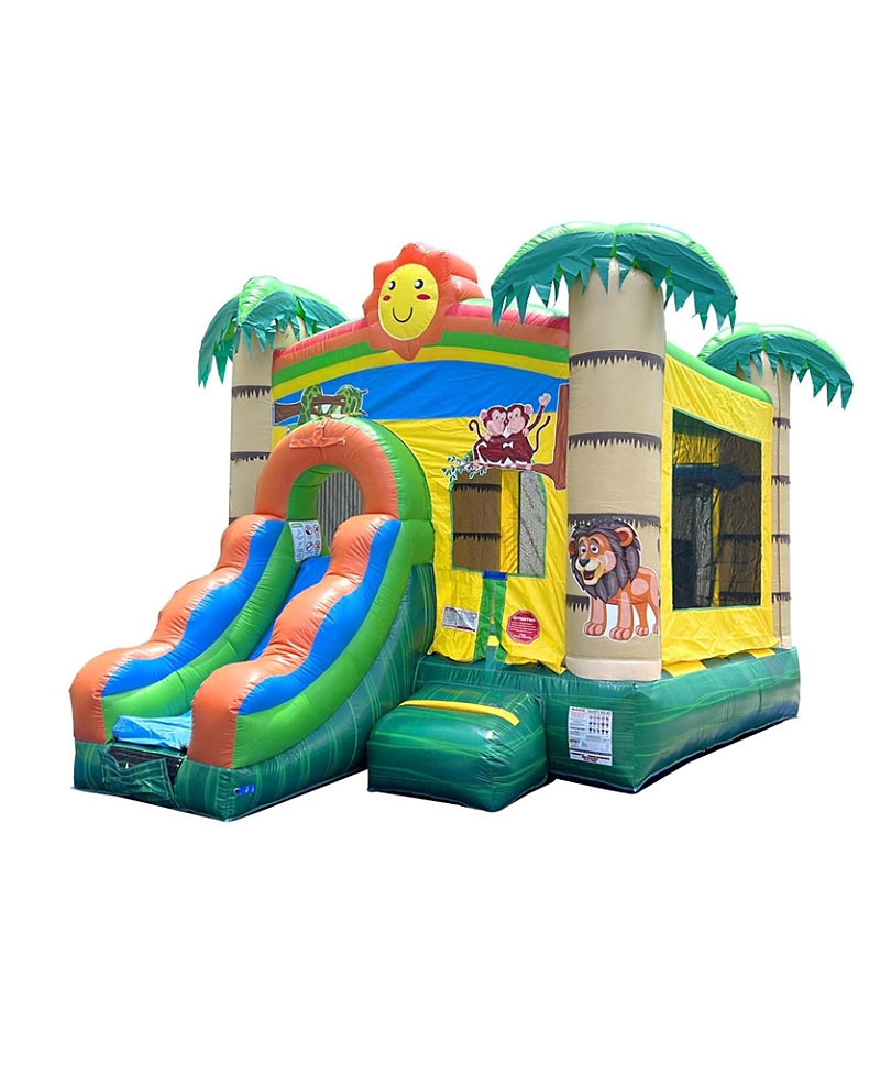 Pogo Bounce House 18' X 12' X 14.5' Inflatable Bounce House With Slide And Built-in Water Misting System For Kids