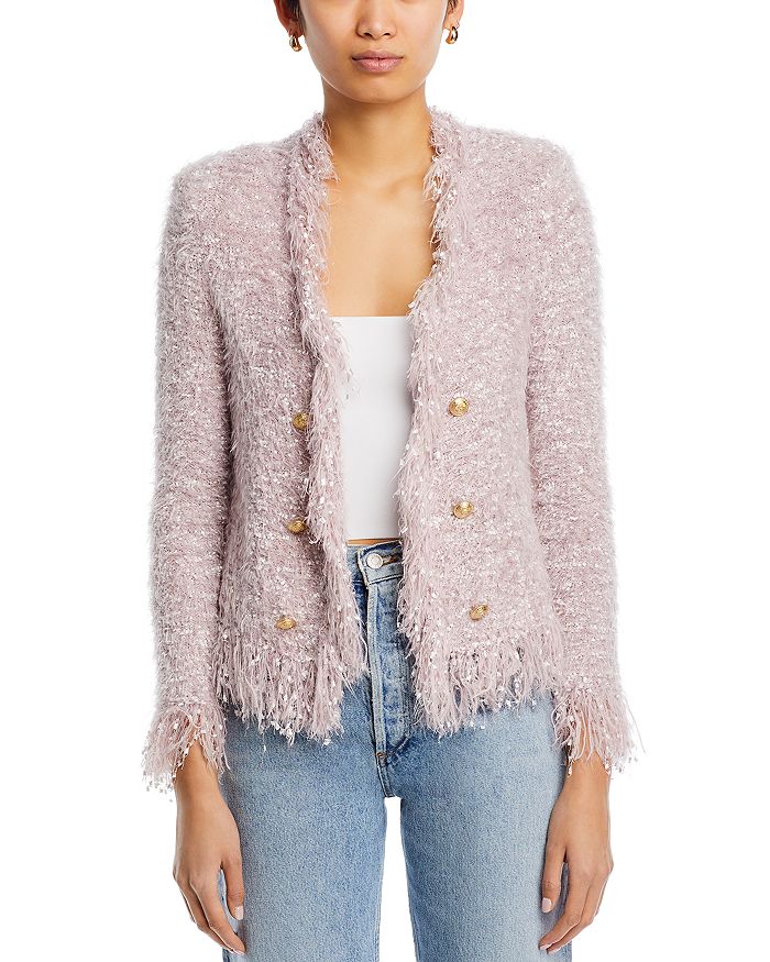 Shop L Agence Azure Cardigan Blazer In Dusty Pink