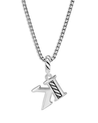 Pav&eacute; Initial Pendant Necklace in Sterling Silver with Diamond, 16"