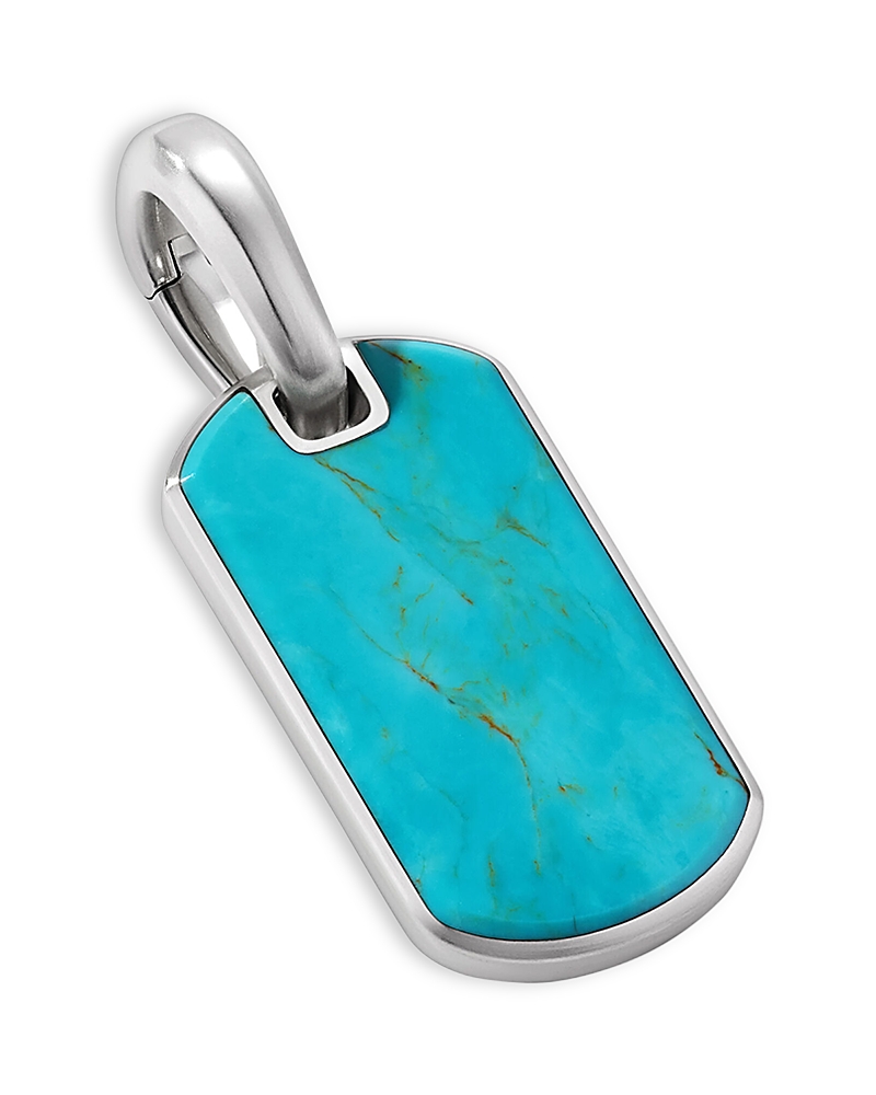 David Yurman Men's Chevron Tag in Sterling Silver with American Turquoise, 21mm