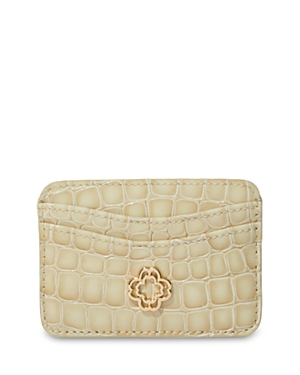 Shop Maje Sima Leather Cardholder In Glossy Beige