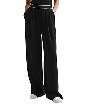 Shop Reiss Petite Abigail Pull On Wide Leg Pants In Black