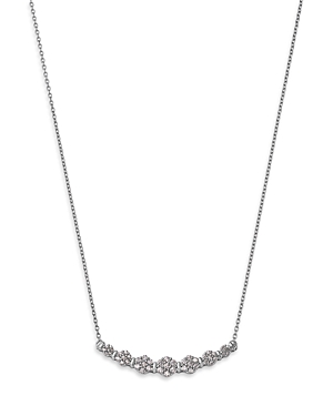 Shop Bloomingdale's Diamond Flower Cluster Bar Necklace In 14k White Gold, 0.50 Ct. T.w.