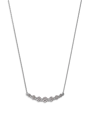 Bloomingdale's Diamond Flower Cluster Bar Necklace In 14k White Gold, 0.50 Ct. T. W. In White