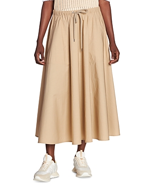 Shop Moncler Drawstring Skirt In Light Beige