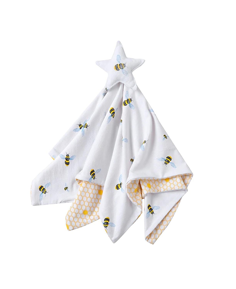 Malabar Baby Unisex Lovey Plush Security Blanket Blankie - Baby, Little Kid In Bee (white/yellow Grey)