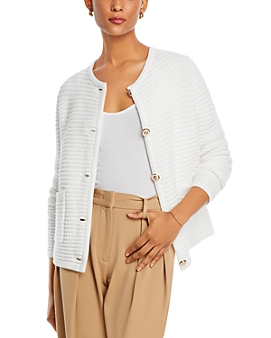 Sioni Ribbed Cardigan In Eggshell