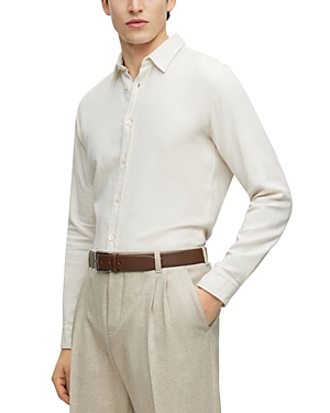 Hugo Boss Roan Cotton Slim Fit Dress Shirt In Open White
