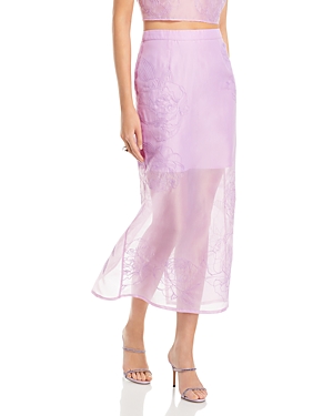 Shop Cinq À Sept Cinq A Sept Etta Embroidered Organza Midi Skirt In Lilac