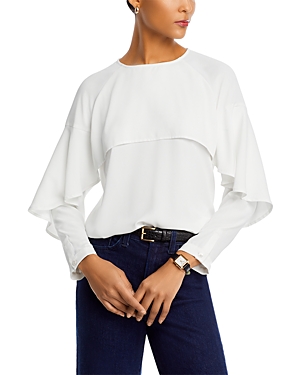 Shop Misook Cape Overlay Blouse In White