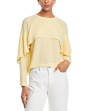 Shop Misook Cape Overlay Blouse In Pale Gold