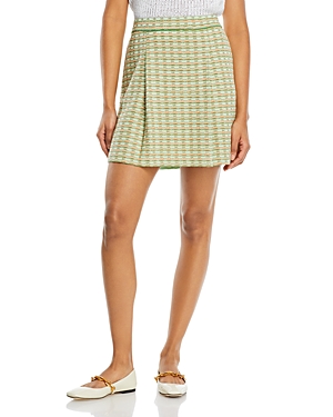 Misook Pleat Detail Tweed Miniskirt In Clover/green