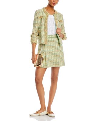 Misook - Open Front Tweed Jacket & Mini A Line Skirt