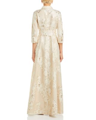 Metallic Jacquard Shirt Dress Gown