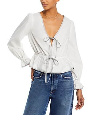 Lucy Paris Bailey Tie Front Top In White