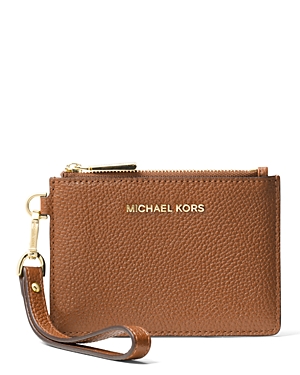 Shop Michael Kors Michael  Small Leather Wristlet In Luggage