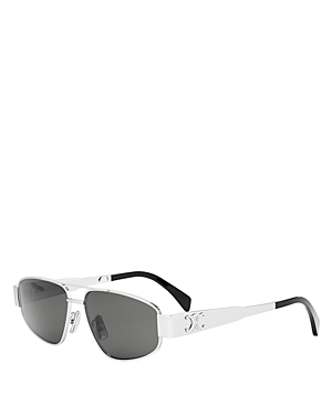 Shop Celine Metal Triomphe Pilot Sunglasses, 57mm In Silver/gray Solid