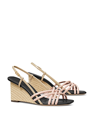Shop Tory Burch Women's Strappy Wedge Sandals In Pink/brick