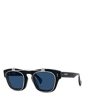 Shop Kenzo Boke Flower Geometric Sunglasses, 48mm In Black/blue Solid