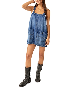 Shop Free People Overall Smock Mini Shortalls In Sapphire