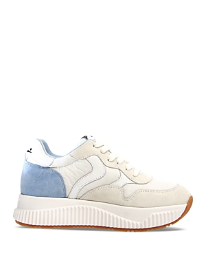 Shop Voile Blanche Women's Lana Lace Up Low Top Running Sneakers In White/sky Blue