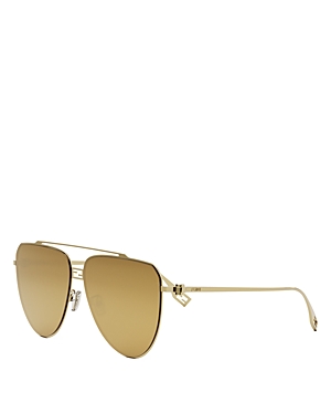 Fendi Baguette Mirrored Pilot Sunglasses, 59mm In Neutral