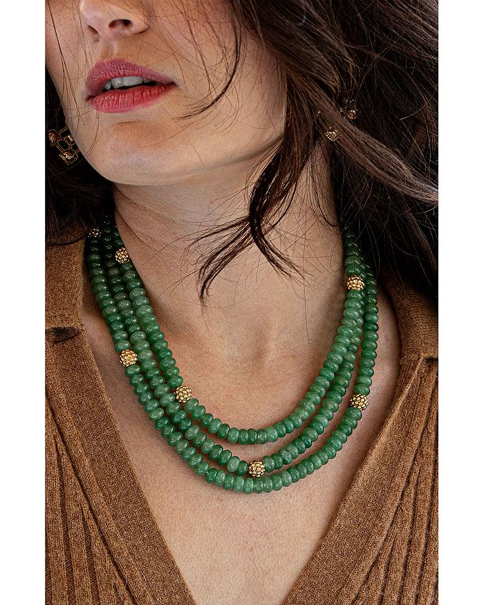 Shop Capucine De Wulf Berry & Jade Bead Triple Strand Necklace In 18k Gold Plated, 18 In Meadow Jade/gold