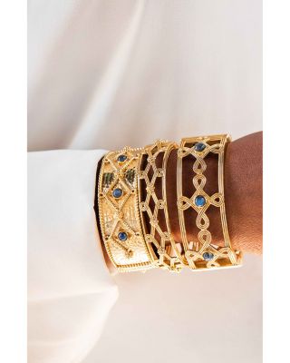 Monique Lattice Bangle Bracelet in 18K Gold Plated